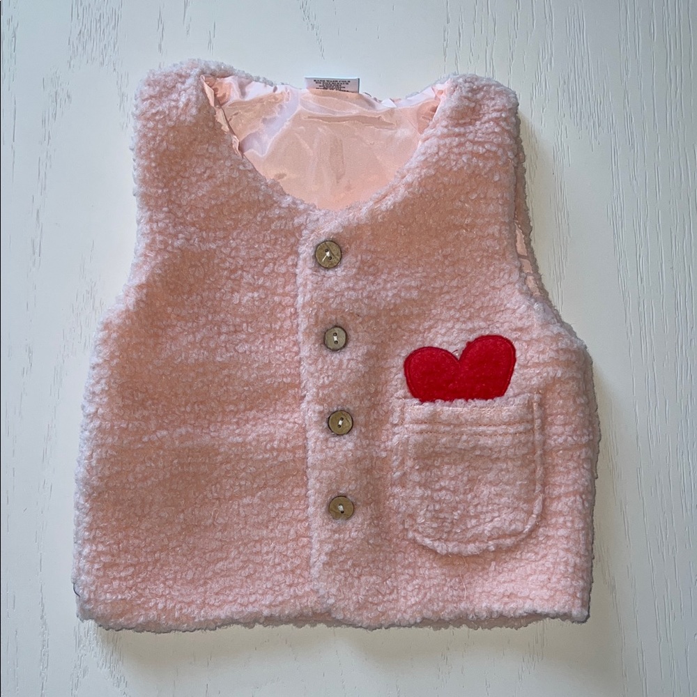 Toddler Girl Sherpa Heart Vest Christmas Valentine’s 18-24 months 2T 4T